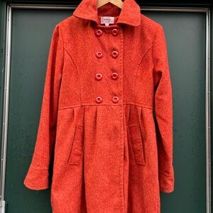 Stylish Women's Red Pea Coat